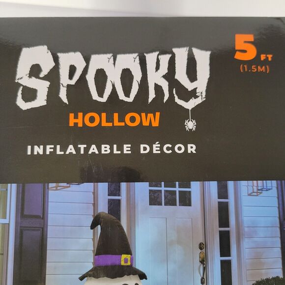 Halloween Outdoor Yard Inflatable 5ft Ghost Waving Walking Dog Spooky Witch Hat - Picture 6 of 10